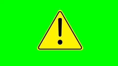 Caution exclamation mark blinking on green screen loop video Stock Footage 282769722