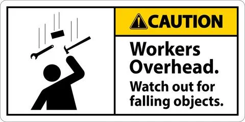 Caution Falling Debris Sign, Workers Overhead Falling Objects 스톡 일러스트