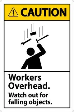 Caution Falling Debris Sign, Workers Overhead Falling Objects イラスト素材