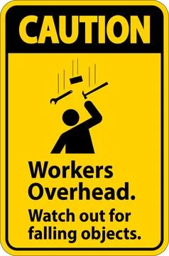 Caution Falling Debris Sign, Workers Overhead Falling Objects Stockillustratie