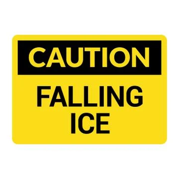 Caution falling ice snow danger icon. Warning fallin ice safety symbol Illustrazione stock