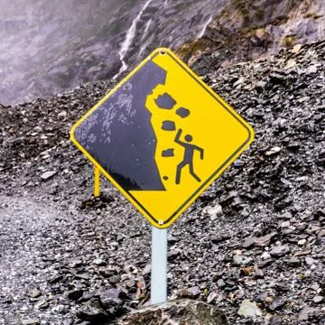 Caution Falling Rocks Stock Photos