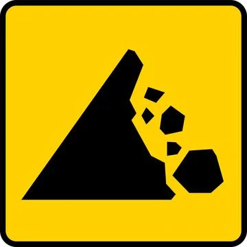 Caution Falling Rocks Sign Illustrazione stock