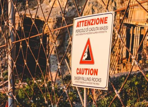 Caution Falling Rocks Sign Stock Photos