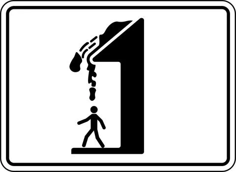 Caution Falling Snow Sign Falling Ice Stock Illustration