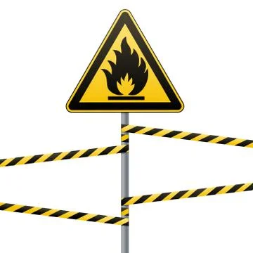 Caution - fire hazard Combustible environment. Flammable liquids or surface Stock Illustration