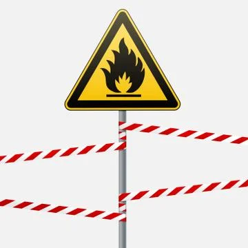 Caution - fire hazard Combustible environment. Flammable liquids or surface Stock Illustration