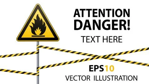 Caution - fire hazard Combustible environment. Flammable liquids or surface Stock Illustration