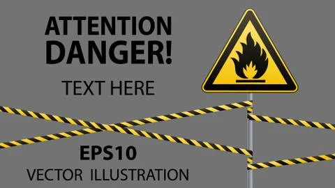 Caution - fire hazard Combustible environment. Flammable liquids or surface Stock Illustration