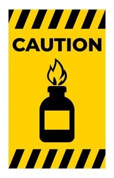 Caution Flammable Liquid Warning Sign with Black and Yellow Design Elements イラスト素材