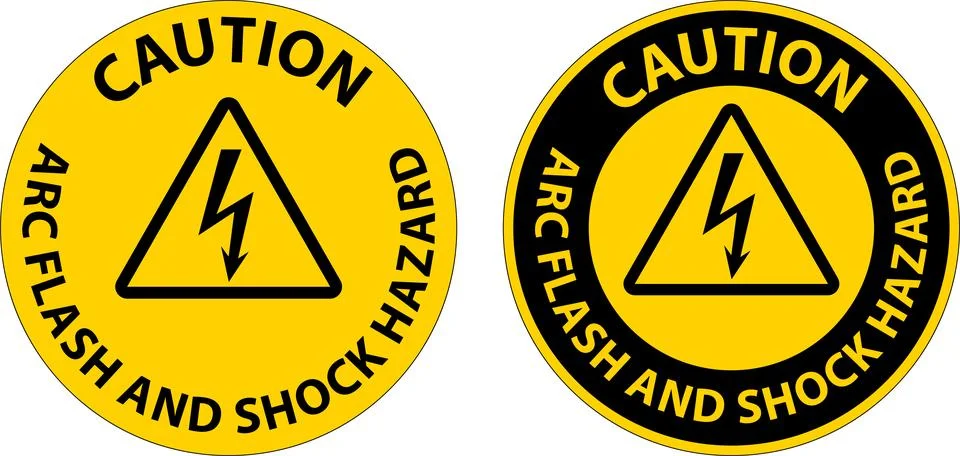 Caution Floor Sign Arc Flash And Shock Hazard Stock Illustration