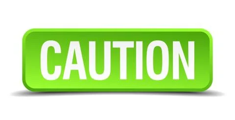 Caution green 3d realistic square isolated button Stock-Illustration