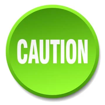 Caution green round flat isolated push button Stock Illustration