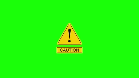Caution green screen icon sign showing alert warning Stock Footage 302190527