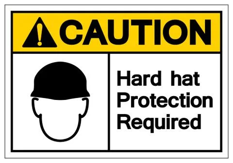 Caution Hard Hat Protection Required Symbol Sign, Vector Illustration, Isolat Stock Illustration