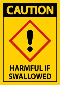 Caution Harmful If Swallowed GHS Sign On White Background Stock Illustration