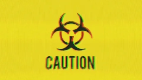 Caution Hazard Icon On Bad Old Film Tape Stock Footage 95646881