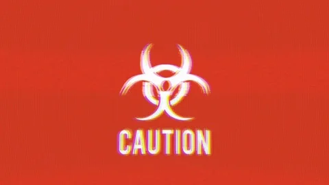 Caution Hazard Icon On Bad Old Film Tape Stock Footage 95775473