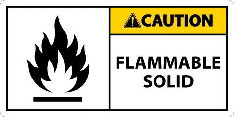 Caution Hazardous Signs Flammable Solid On White Background Illustrazione stock
