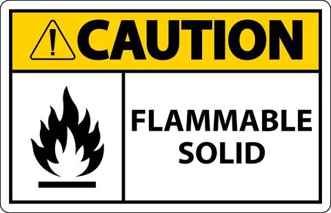 Caution Hazardous Signs Flammable Solid On White Background Stock Illustration