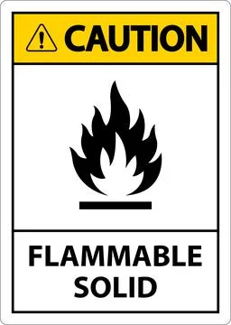 Caution Hazardous Signs Flammable Solid On White Background Stock Illustration