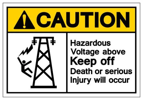 Caution Hazardous Voltage Above Keep Off Death or Serious Injury Will Occur S Stock Illustration