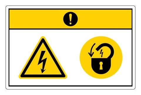 Caution Hazardous Voltage Lock Out Electrical Power Symbol Sign On White Back Stock Illustration