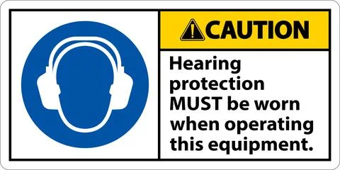 Caution Hearing Protection Must Be Worn Sign Stock Illustration