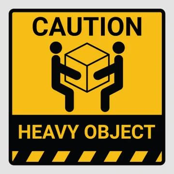 Caution heavy object two persons lift required symbol. Stock Illustration