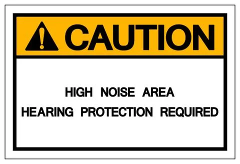 Caution High Noise Area Hearing Protection Required Symbol ,Vector Illustrati Stock Illustration