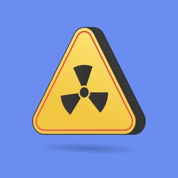 Caution high radiation, warning sign, yellow triangle, 3d rendering Stock Illustration