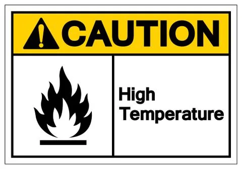 Caution High Temperature Symbol Sign, Vector Illustration, Isolate On White B Stock Illustration