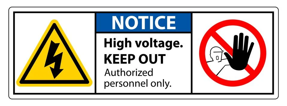 Caution High Voltage Keep Out Sign Isolate On White Background,Vector Illustr Ilustración de archivo