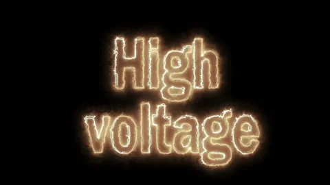 Caution, high voltage network, warning on a black background. Stock Footage 99570965