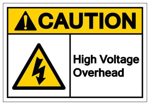 Caution High Voltage Overhead Symbol Sign, Vector Illustration, Isolate On Wh Stock Illustration
