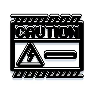 Caution high voltage safety sign vector black and white Stock Illustration