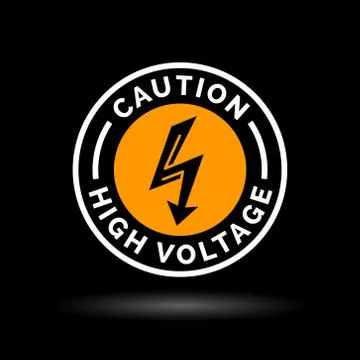 Caution high voltage sign. Electrical hazard symbol. Bolt arrow icon. Stock Illustration