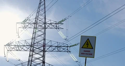 The "Caution High Voltage" sign. 스톡 동영상 141127076