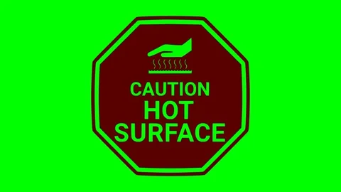 Caution hot surface sign red flash animation Stock Footage 345917905
