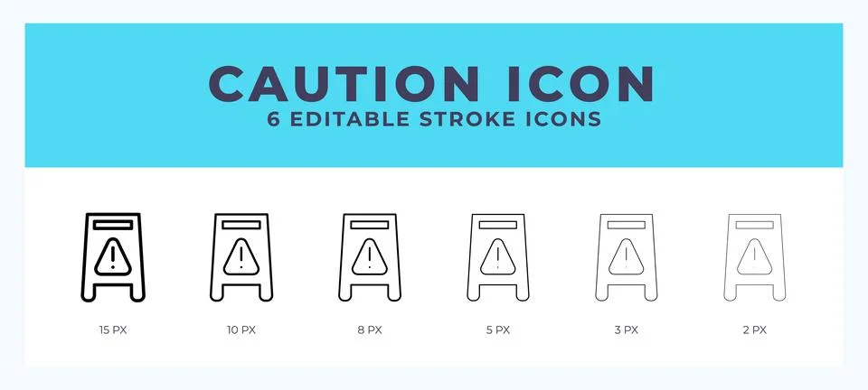 Caution icon with different stroke. Editable stroke. Vector illustration. Stock Illustration