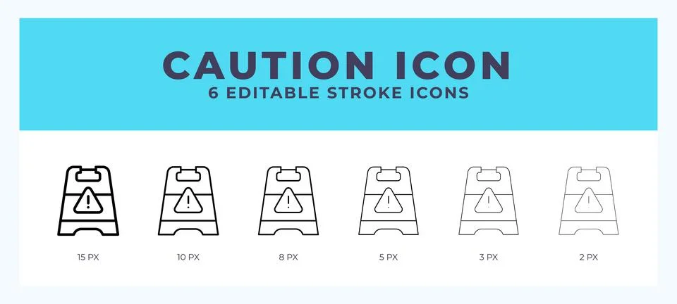 Caution icon illustration vector with editable stroke. Stock Illustration