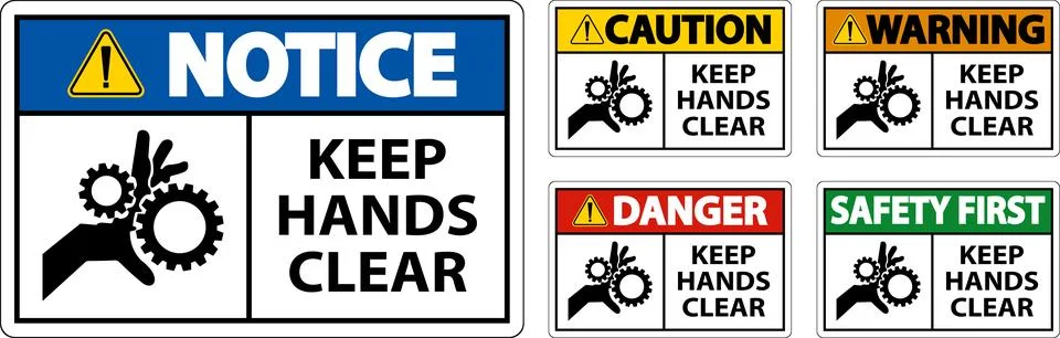 Caution Keep Hands Clear On White Background Stock Illustration