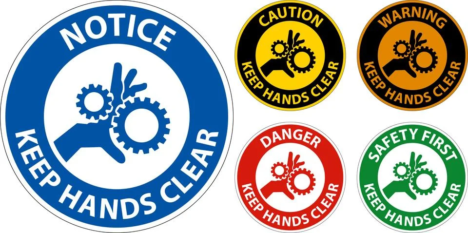 Caution Keep Hands Clear On White Background Stock Illustration