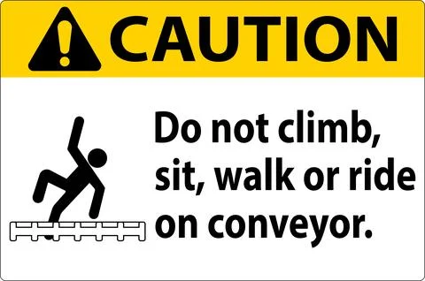 Caution Label Do Not Climb, Sit, Walk or Ride on Conveyor 스톡 일러스트