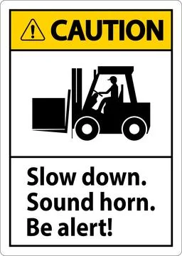 Caution Label Slow Down Sound Horn Be Alert Illustration