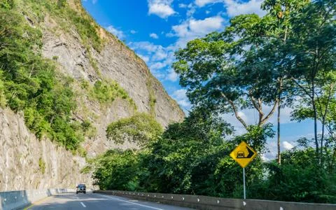Caution landslide area Foto stock