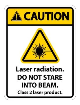 Caution Laser radiation,do not stare into beam,class 2 laser product Sign on  Stock Illustration