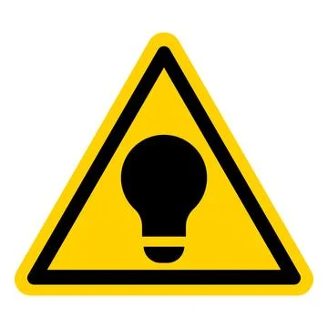Caution Light Bulb Warning Sign Icon on Yellow Background for Safety Alerts Stock Illustration