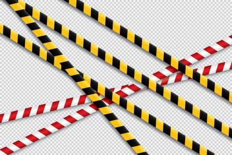 Caution lines isolated. Warning tapes. Danger signs. Vector illustration. Set of Stock Illustration