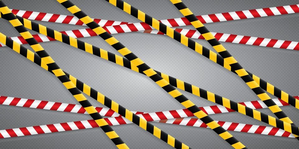 Caution lines isolated. Warning tapes. Danger signs. Vector illustration. Set of Stock Illustration
